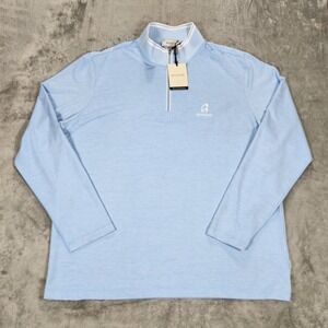 Bugatchi Pullover Mens XL Blue 1/4 Zip Biltmore Golf SPF50 Performance Knit